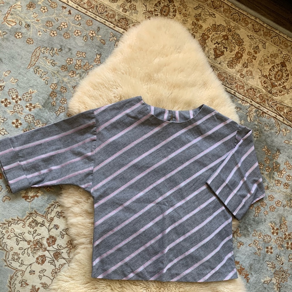 Cropped cotton striped top